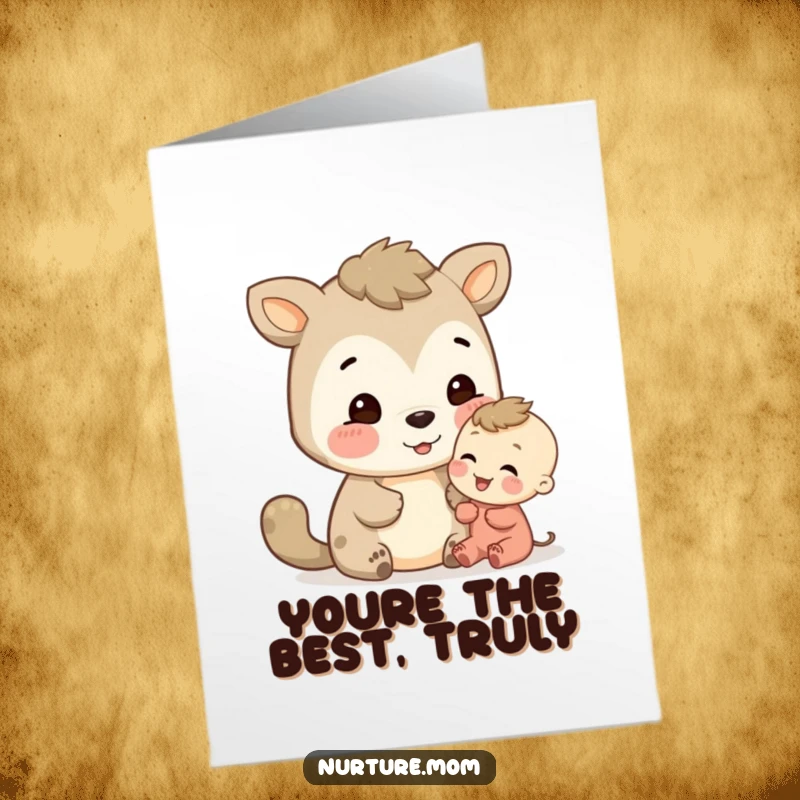 Sincere Free Printable Thank You Card: A compassionate animal giving a warm, encouraging glance to a young observer.