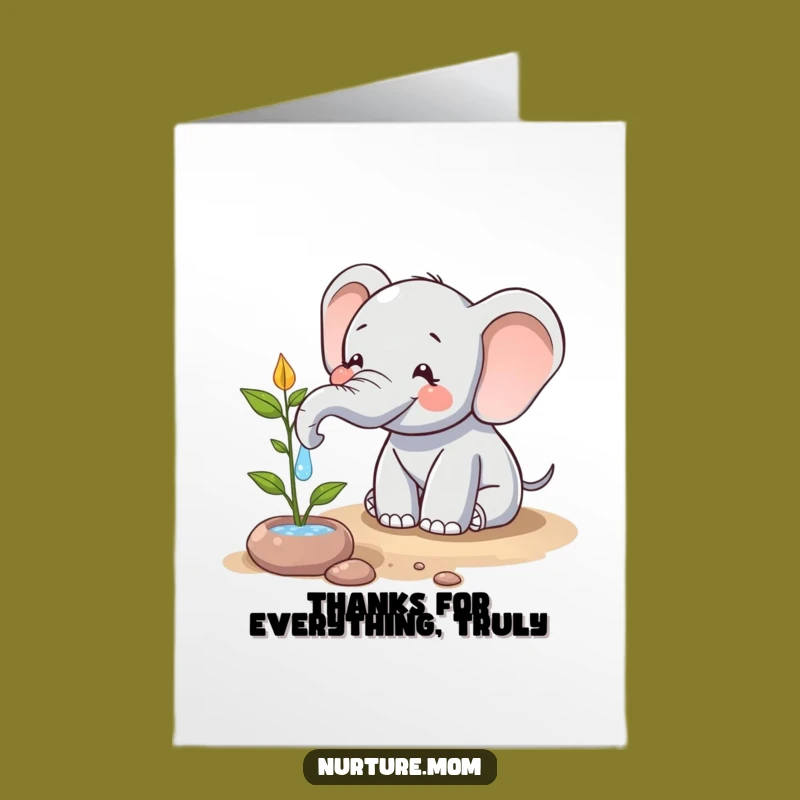 Free Printable Thank You Card: Elephant's Kind Watering, Humorous Downloadable Gift