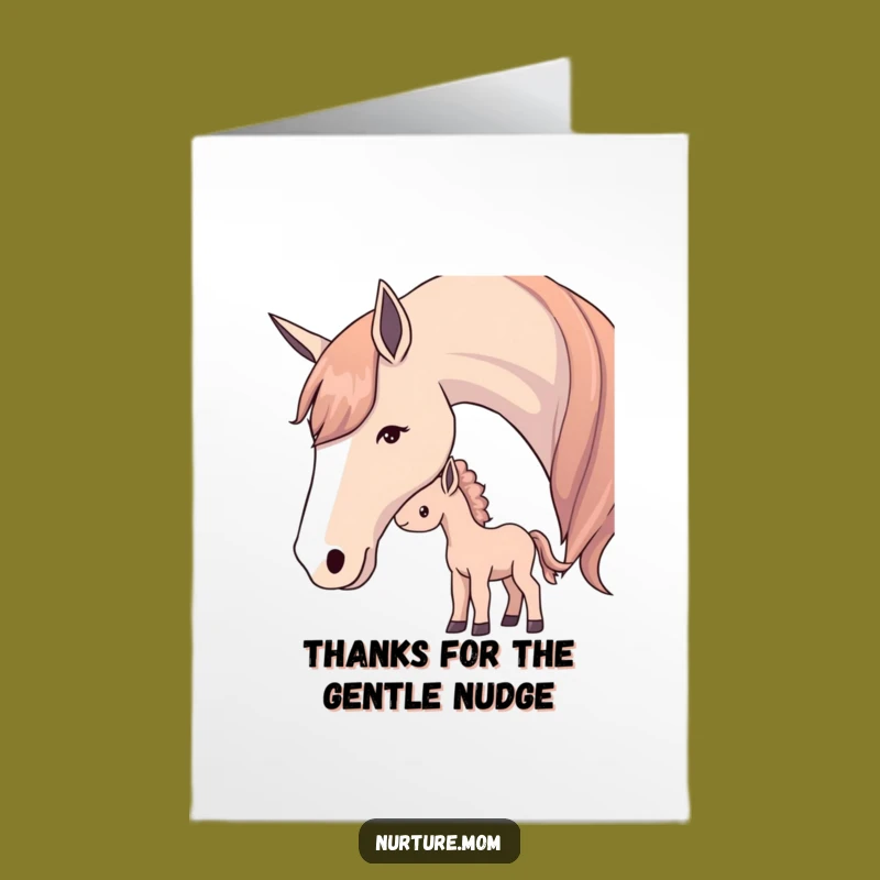 Free Printable Thank You Card: Gentle Horse Mom & Foal, Appreciative Downloadable Gift