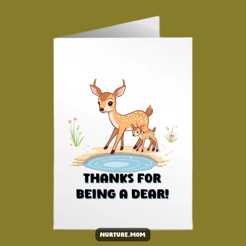 Free Printable Thank You Deer Card: Cute Mama & Fawn Downloadable, Express Gratitude!