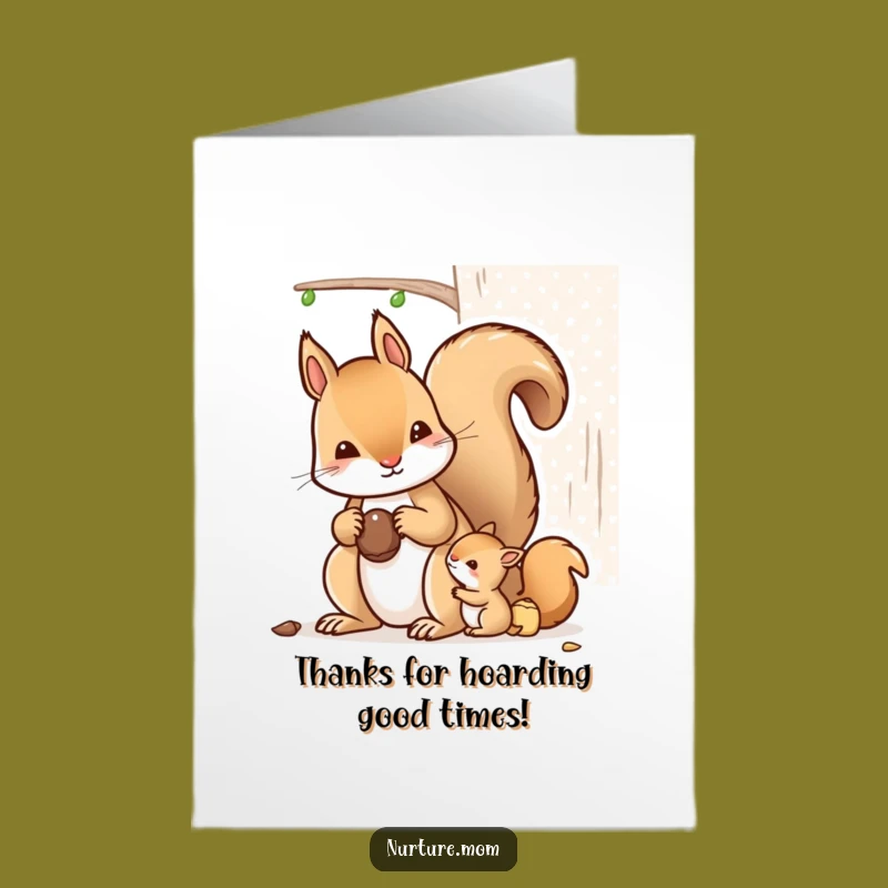 Free Printable Thank You Squirrel Card: Cute Mama & Babies Downloadable, Show Gratitude!