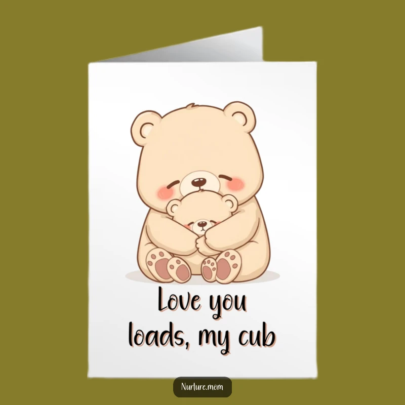Free Printable Bear Thank You Card: Hugging Love Downloadable