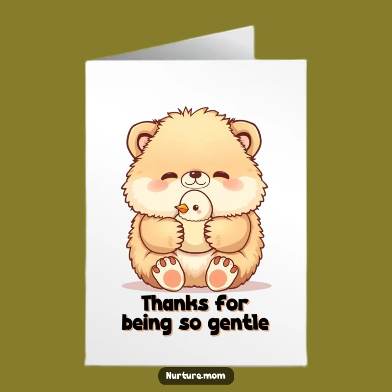 Free Printable Thank You Card: Fluffy Animal & Baby Bird - Grateful Downloadable