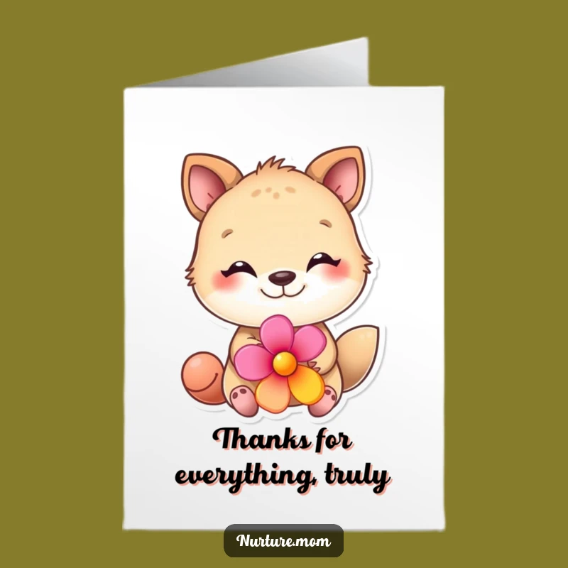 Free Printable Thank You Card: Animal Flower - Funny Downloadable Appreciation