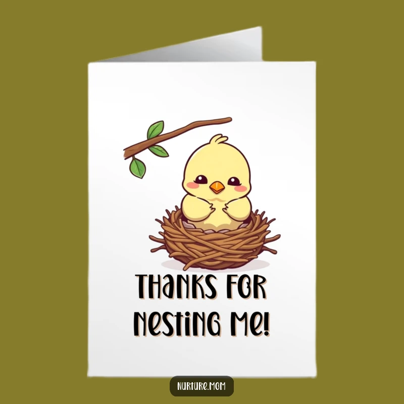 Kawaii Bird Thanks: Funny Free Printable Card, Downloadable Gratitude Nest