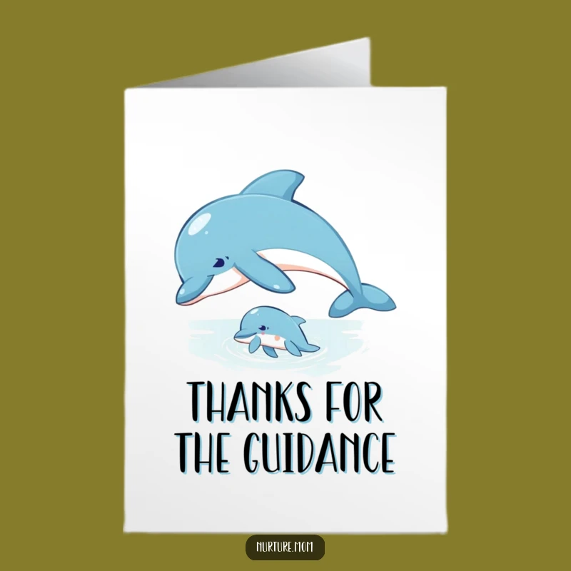 Free Printable Thank You Card: Gentle Dolphin Mom & Calf, Grateful Downloadable Gift