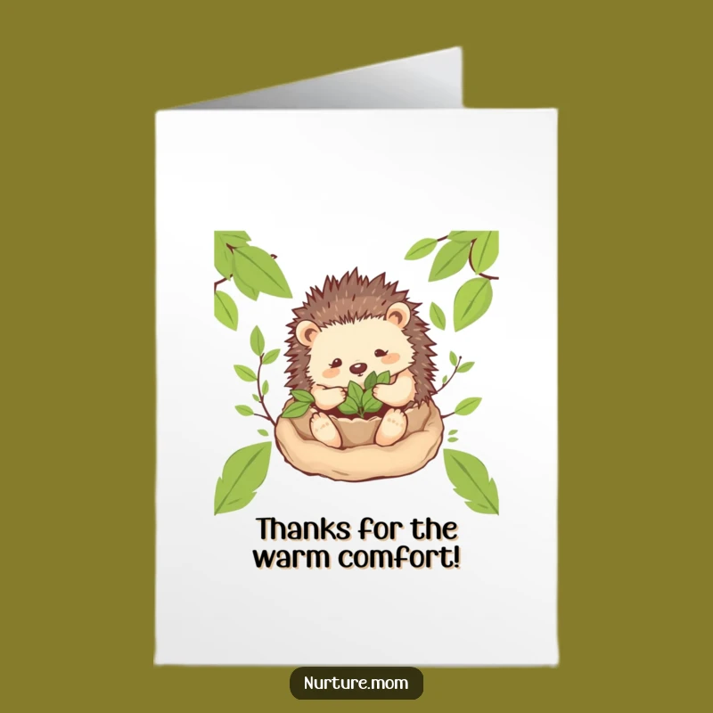 Free Printable Thank You Card: Hedgehog Mom Nest, Cozy Thanks