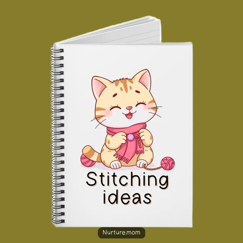 Funny Cat Knitting Notebook: Smiling Kitty Scarf Journal for Notes