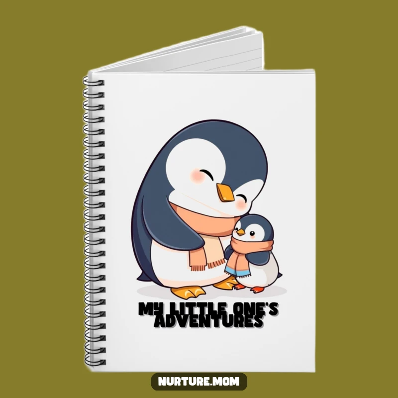 Funny Mama Penguin Helping Chick Scarf Notebook - Journal Gift