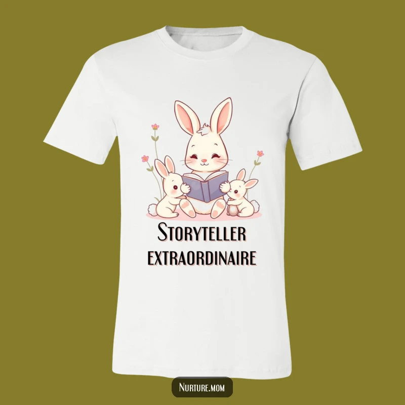 Funny Kawaii Mama Bunny Story Reading T-Shirt: Cute & Comfy Motherhood Tee