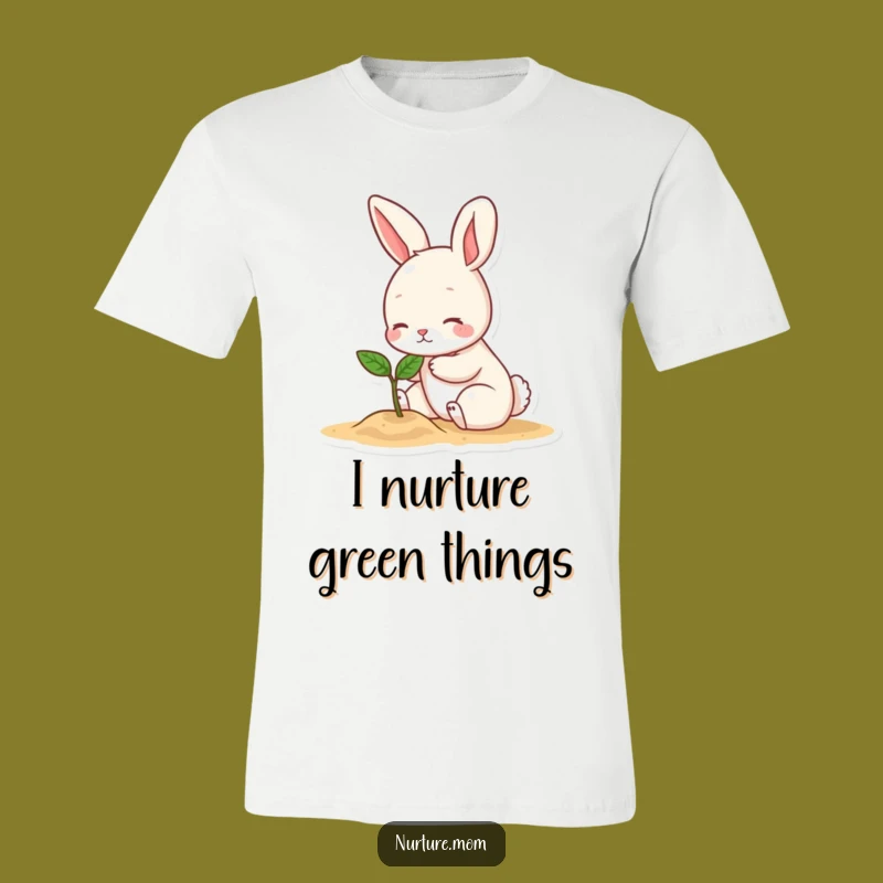 Funny Bunny Patting Sprout T-Shirt: Cute Gardener Tee and Hilarious Nature Gift