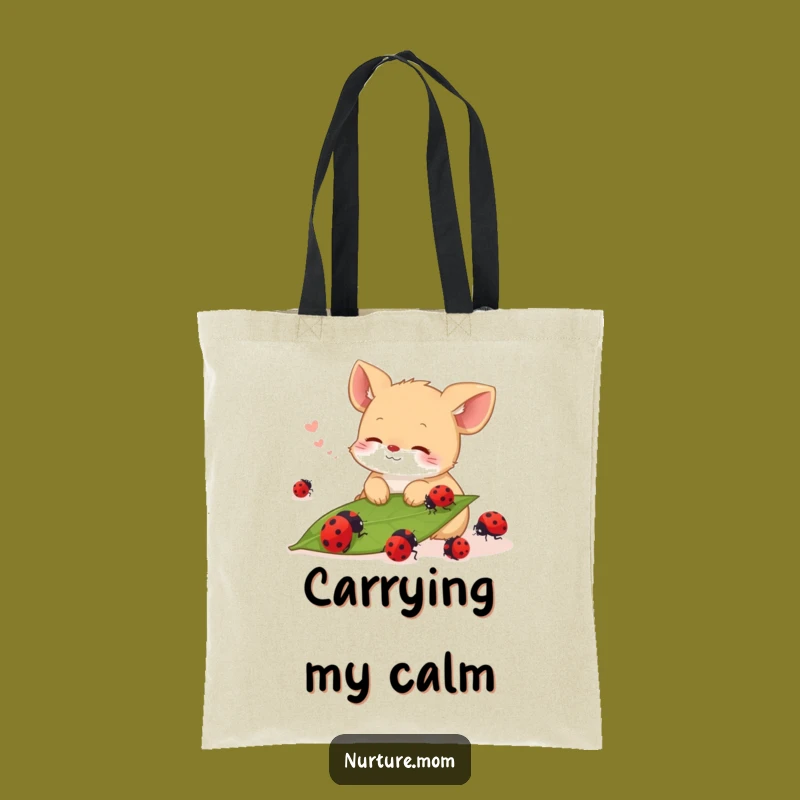 Funny Ladybug Tote Bag: Content Animal's Leaf Watcher Gift