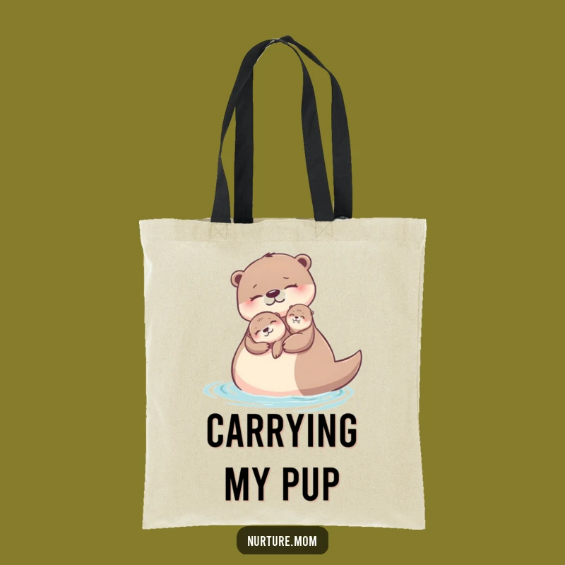 Funny Otter Mom Tote Bag: Carry Love with Aquatic Charm