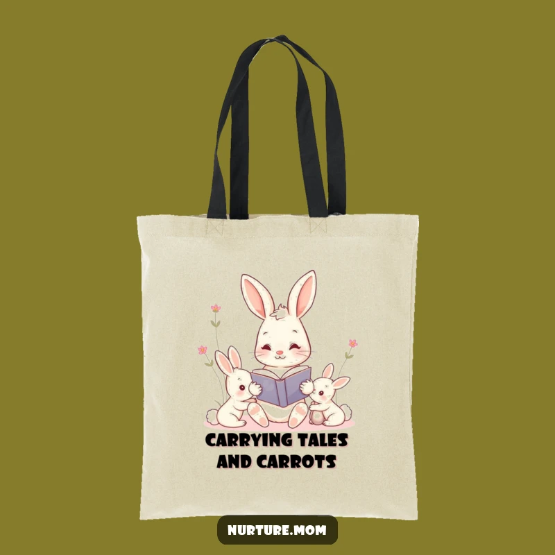 Funny Kawaii Mama Bunny Tote Bag: Adorable Story Time Carry-All