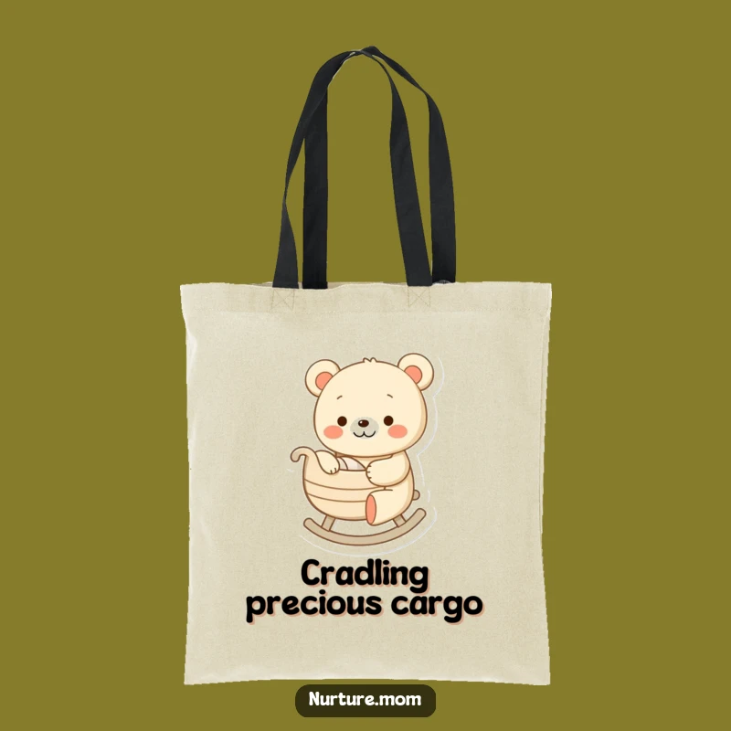 Funny Bear Rocking Cradle Tote Bag: Carry Baby Essentials with Humor