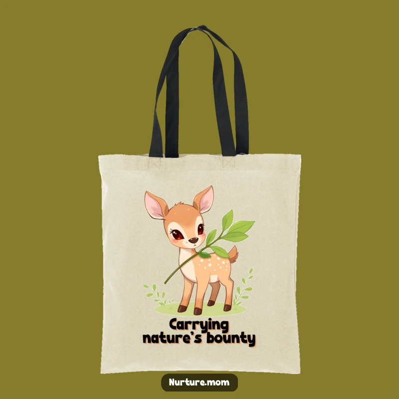 Funny Deer Nourishment Tote Bag: Carry Nature's Bounty with Humorous Style