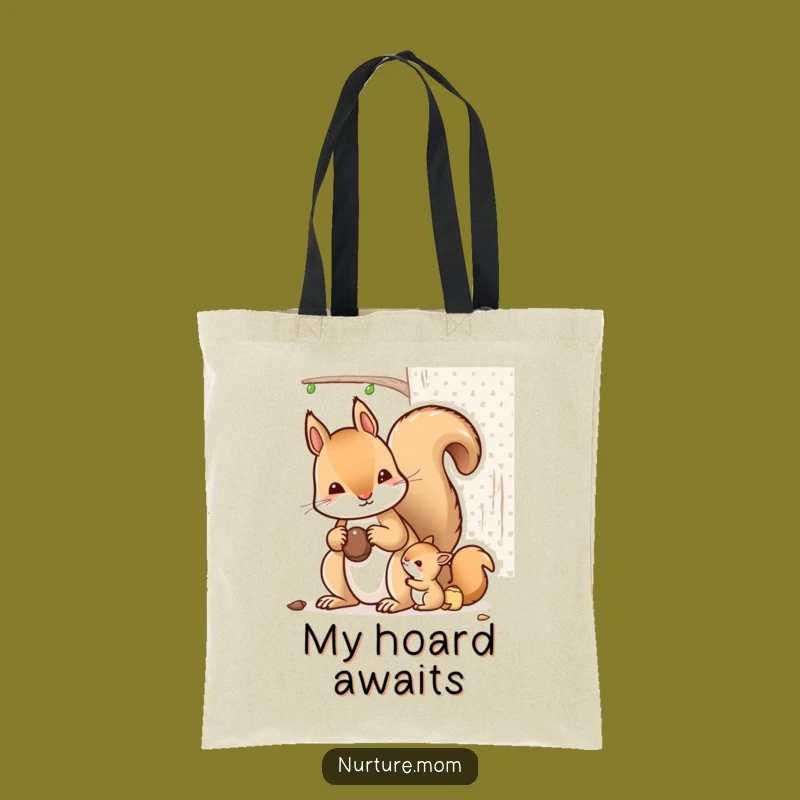 Funny Kawaii Mother Squirrel Tote Bag - Cute Acorn Carrier Gift