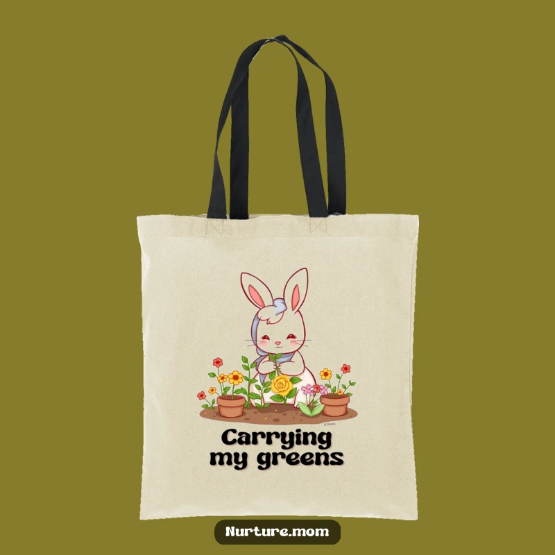 Funny Kawaii Rabbit Mom Tote Bag: Cute Garden Print, Practical and Funny Gift for Shoppers